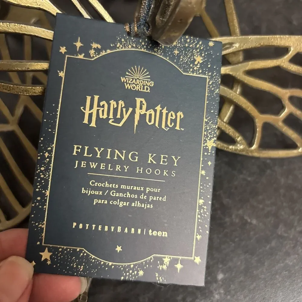 Harry Potter Flying Key Jewelry Hooks Magical Set Of 3 PBTeen Gold Wall Decor
